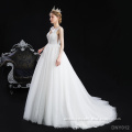 Customized lace women tulle embroidery beading bridal gowns white bridal wedding dress with court train